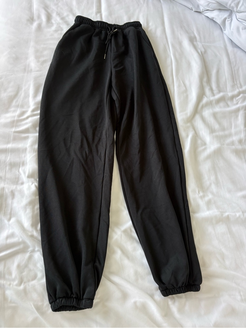 Womens Black Cuffed Sweatpants